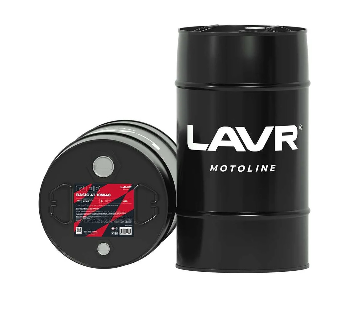 Моторное масло LAVR MOTO RIDE BASIC 4T 10W-40 SL 60 л