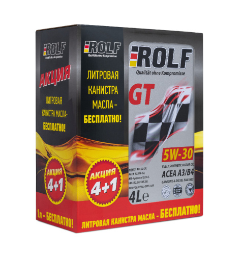 ROLF GT SAE 5W-30 API SL/CF ACEA A3/B4 Акция 4л+1л металл