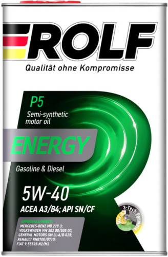 ROLF Energy 5W-40 API SN/CF ACEA A3/B4 4л металл