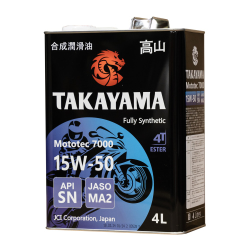 Takayama Mototec 7000 4T 15W-50 API SN JASO MA2 4л металл